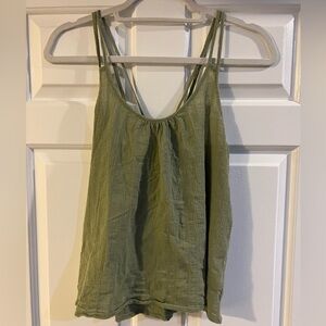 Aerie Green linen racer back double strap tank loose fitting